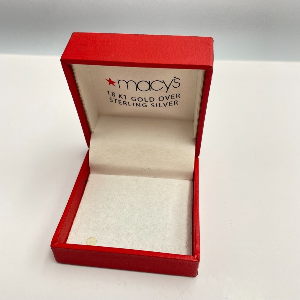 Vintage 80s Macy's Empty Red Gift Box Gold over Silver Tone Replacement Jewelry
